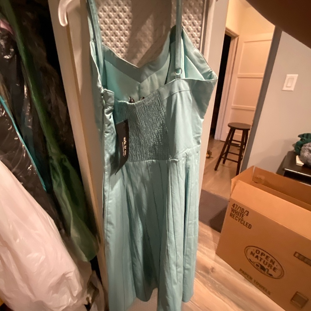 Turquoise latexy dress